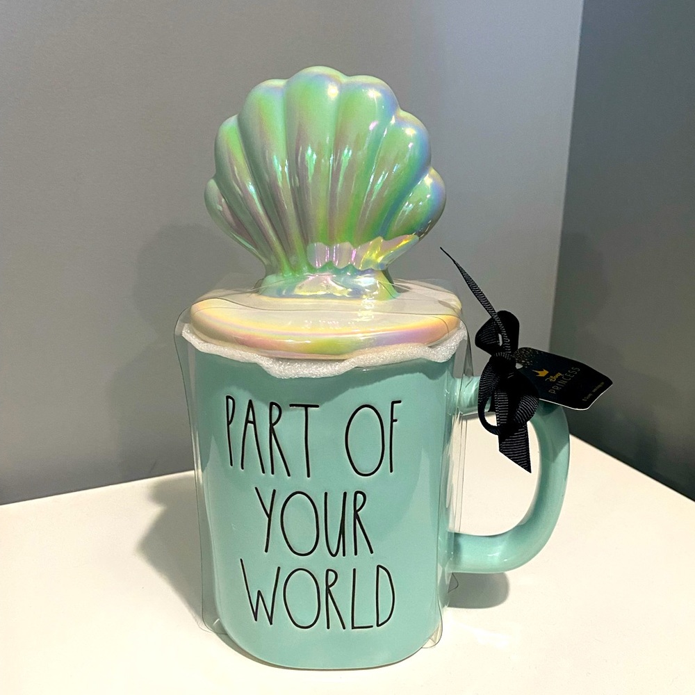 NEW 2022 Rae Dunn The Little Mermaid “Part of your World” Mug with Shell Topper